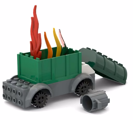 GLM 5.3 Flash's build: Burning green dumpster