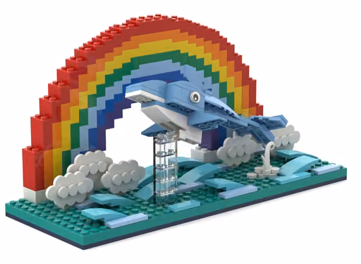 GPT-6 Astra's build: Dolphin beneath a rainbow