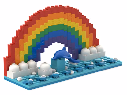 DeepSeek V4.1 Flash's build: Dolphin beneath a rainbow