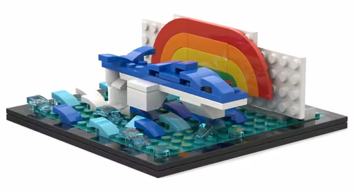 Gemini 3.8 Flash's build: Dolphin beneath a rainbow