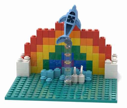 Muse Spark 1.3's build: Dolphin beneath a rainbow