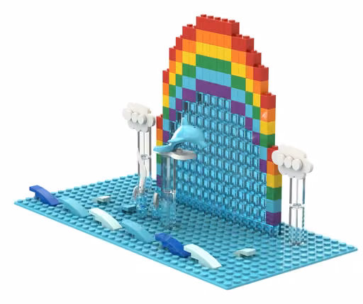 GPT-5.6 Sol's build: Dolphin beneath a rainbow
